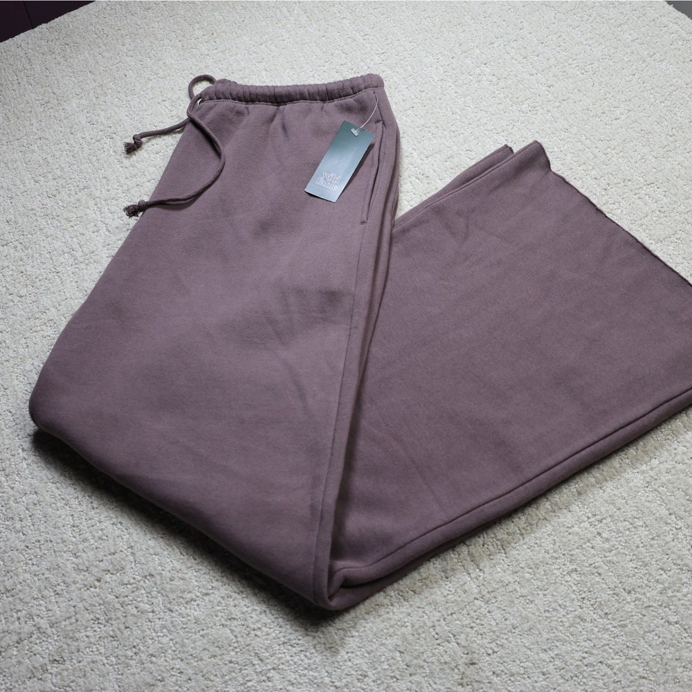 Wild Fable Bistro Brown Wide Leg Sweatpants Raw Hem Large BZ-013